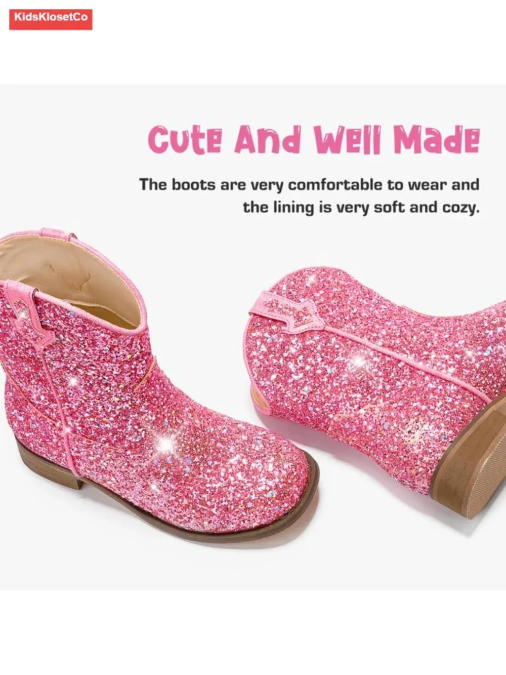 Toddler Girls Glitter Cowgirl Boots Ankle Cowboy Boots Little Kids Horse Riding